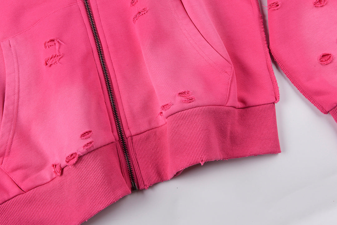 Lost intricacy Lavender Zip Up Hoodie 洗水拉链连帽卫衣 - view 4