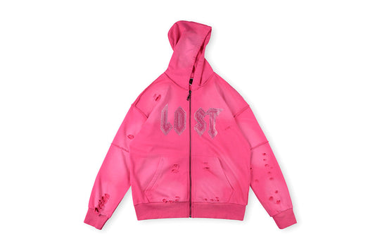 Lost intricacy Lavender Zip Up Hoodie 洗水拉链连帽卫衣 - view 11