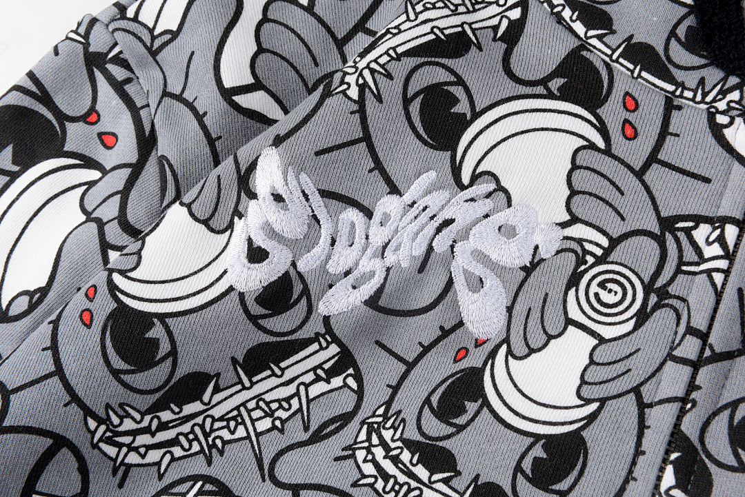 Glo Gang The Glory Full Zip Hoodie饮料卡通印花刺绣拉链卫衣 - view 5