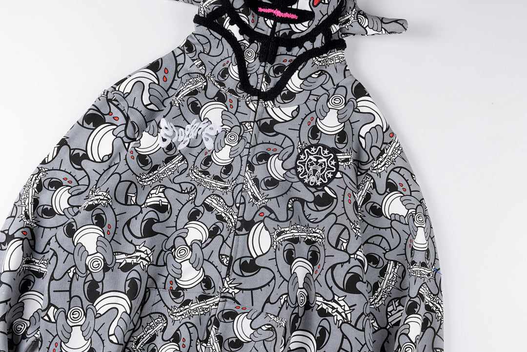 Glo Gang The Glory Full Zip Hoodie饮料卡通印花刺绣拉链卫衣 - view 7