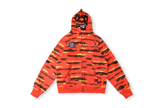 Glo Gang The Glory Full Zip Hoodie橙红卡通拉链迷彩卫衣 - view 12