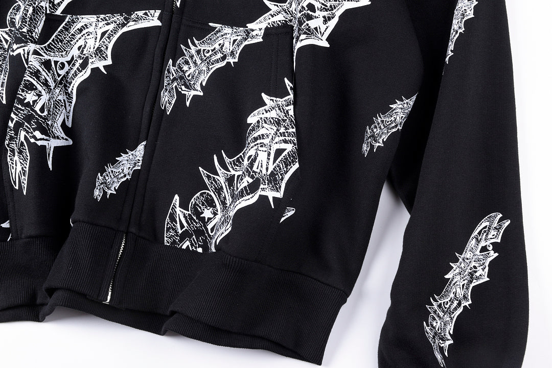 Hellstar Studios Graffiti Zip Up Hoodie 印花套装连帽卫衣 - view 6
