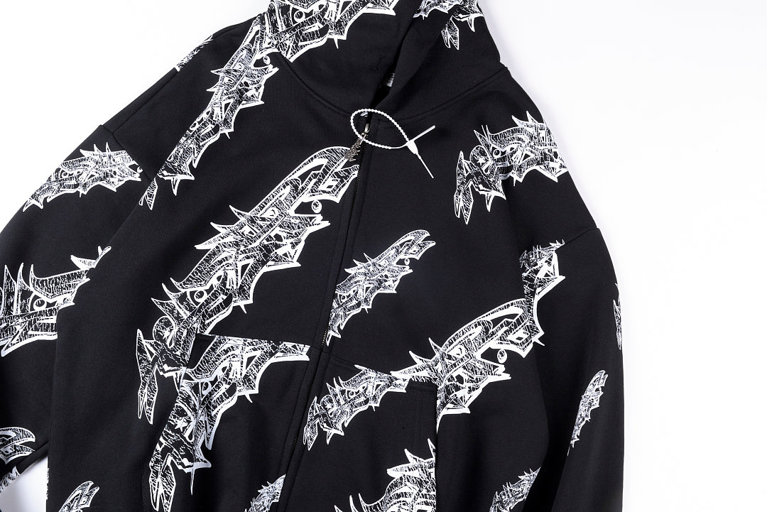 Hellstar Studios Graffiti Zip Up Hoodie 印花套装连帽卫衣 - view 7