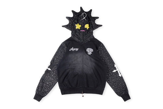 Glo Gang The Glory Full Zip Hoodie刺绣烫钻个性尖角连帽卫衣 - view 16