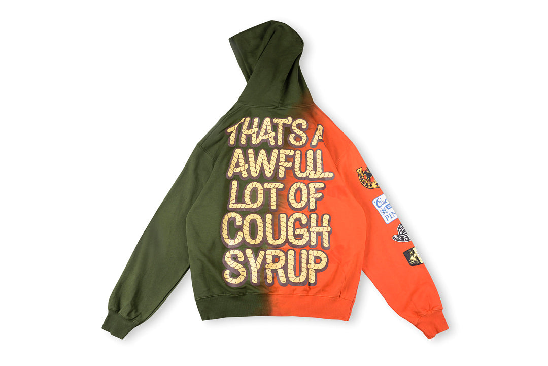 That's A Awful Lot of Cough Syrup 橙绿渐变拼色印花休闲套装卫衣 - view 12