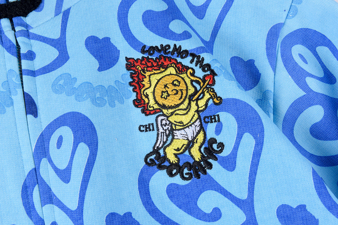 Glo Gang The Glory Full Zip Hoodie饮料卡通镶钻印花刺绣拉链卫衣 - view 4