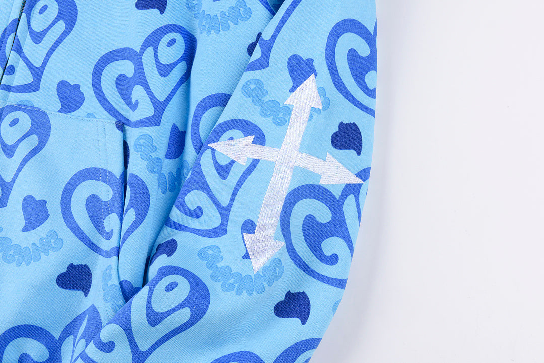 Glo Gang The Glory Full Zip Hoodie饮料卡通镶钻印花刺绣拉链卫衣 - view 5