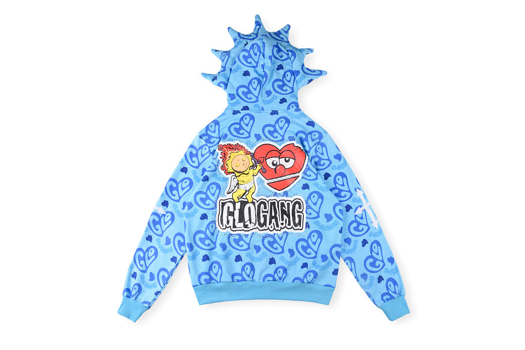 Glo Gang The Glory Full Zip Hoodie饮料卡通镶钻印花刺绣拉链卫衣 - view 11