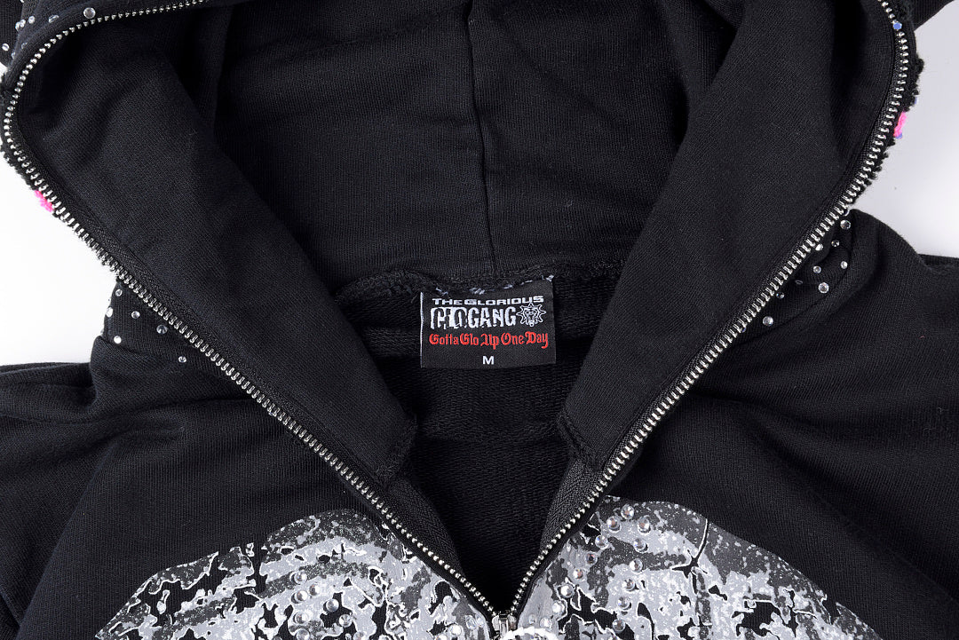 Glo Gang The Glory Full Zip Hoodie 刺绣烫钻套装卫衣 - view 2