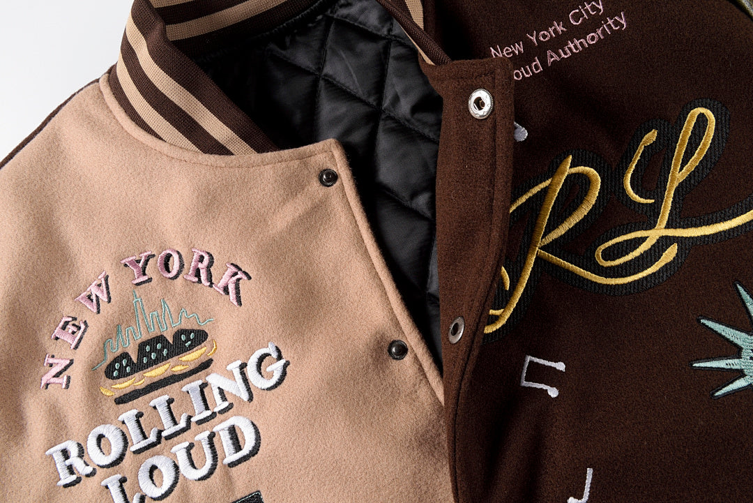 Travis Scott rolling lou Cotw Nyc Jacket 重工刺绣棒球服夹克 - view 3