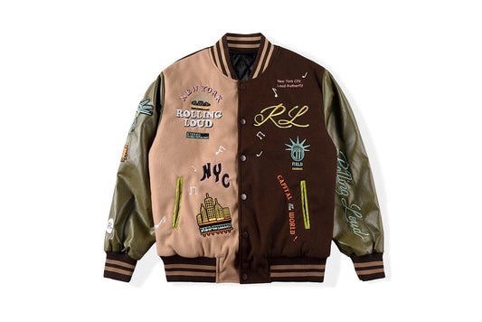 Travis Scott rolling lou Cotw Nyc Jacket 重工刺绣棒球服夹克 - view 15