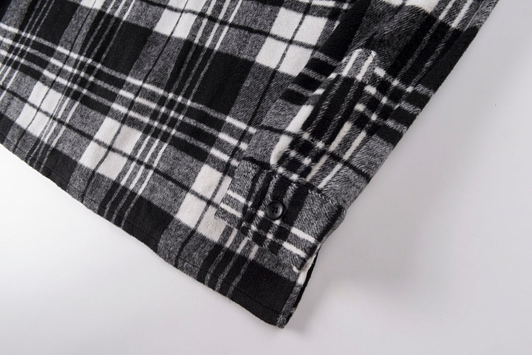 revenge embroidered flannel 格子图案宽松刺绣外套拉链衬衫 - view 7