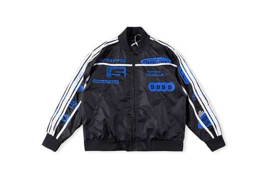 Sp5der 555555 Satin Bomber Jacket欧美高街字母刺绣男女夹克 - view 15