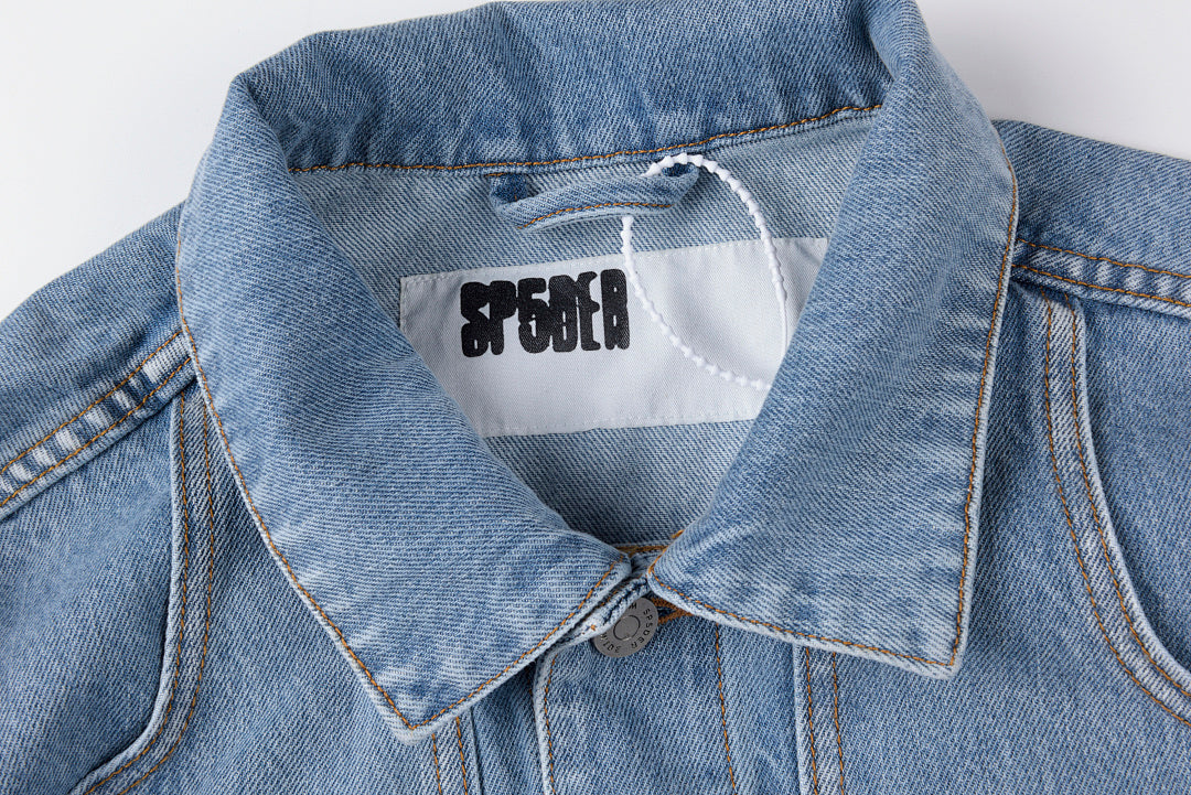 Sp5der 555555 demin jean jacket 印花牛仔外套 - view 2