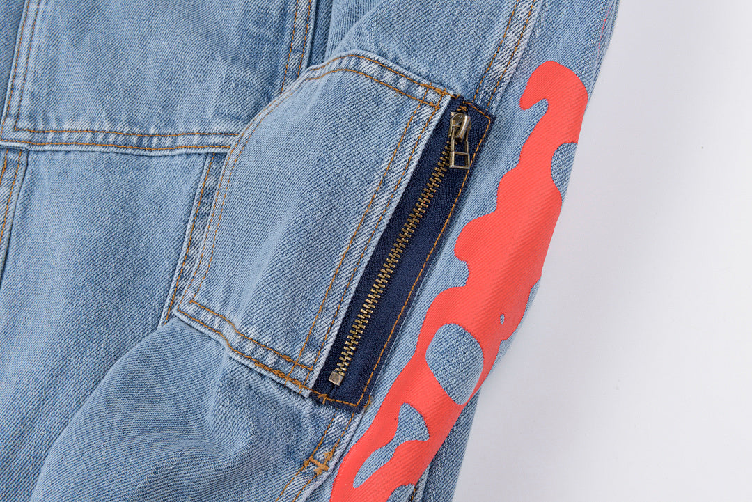 Sp5der 555555 demin jean jacket 印花牛仔外套 - view 4
