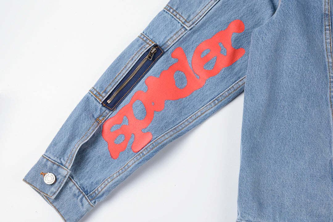 Sp5der 555555 demin jean jacket 印花牛仔外套 - view 7
