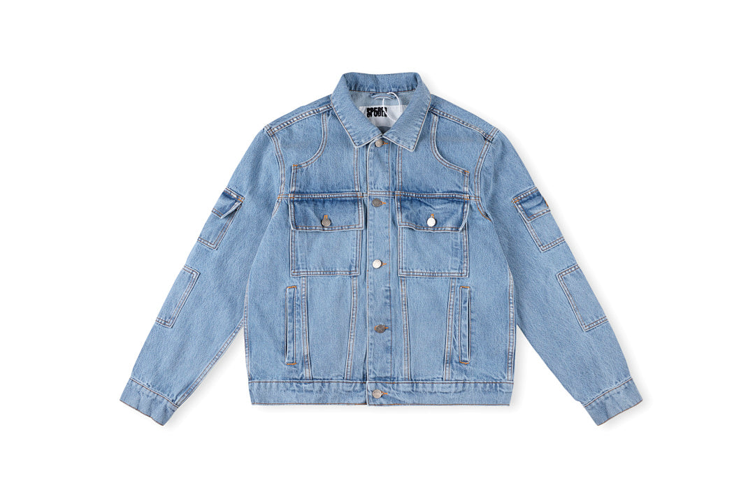 Sp5der 555555 demin jean jacket 印花牛仔外套 - view 11