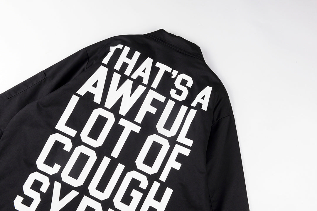 That's A Awful Lot of Cough Syrup字母印花休闲夹棉长袖衬衫 - view 8