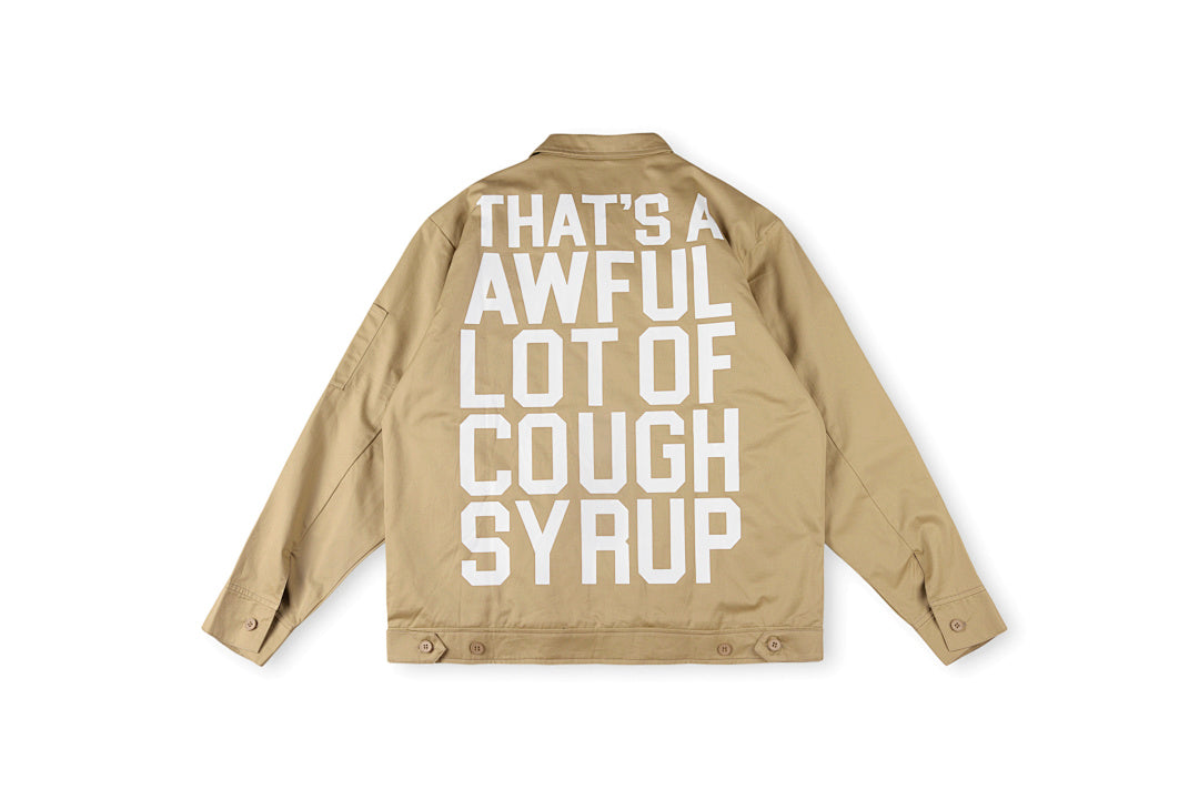 That's A Awful Lot of Cough Syrup字母印花休闲夹棉长袖衬衫 - view 13
