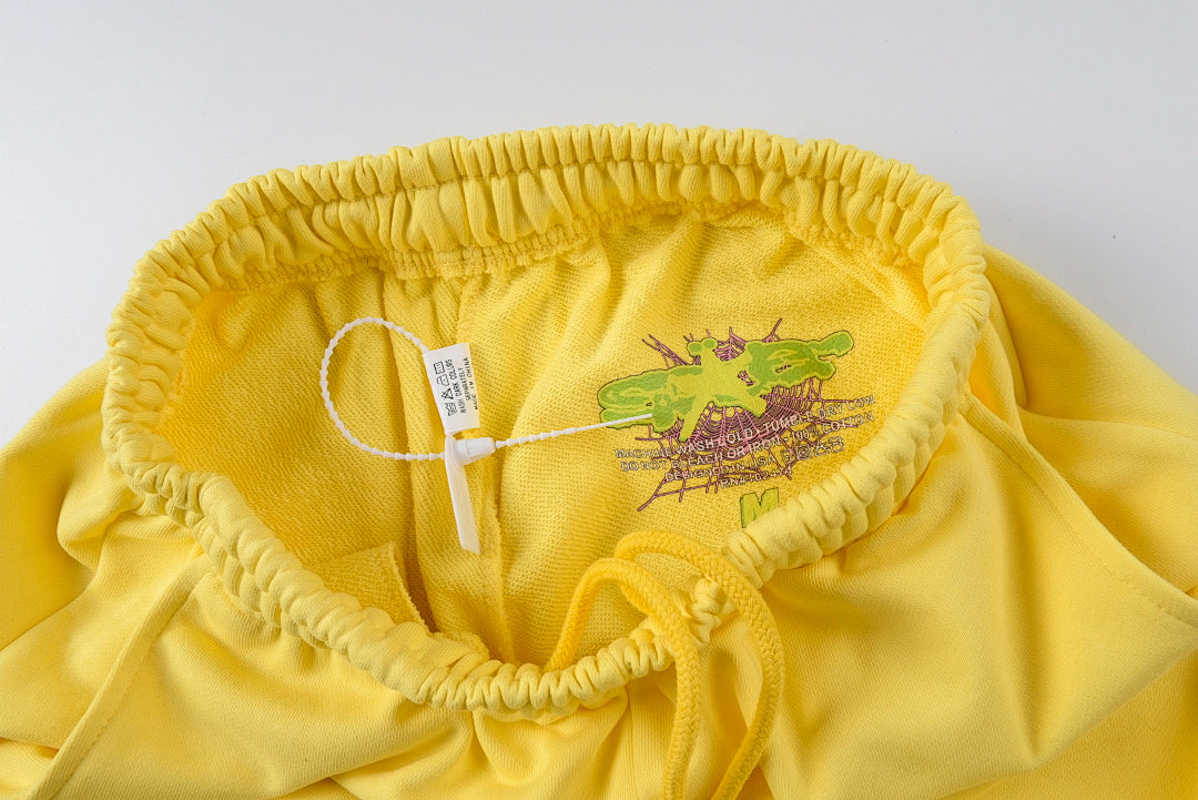 Sp5der 555555 Wed yellow star Hoodie pants香蕉黄男女长裤 - view 6