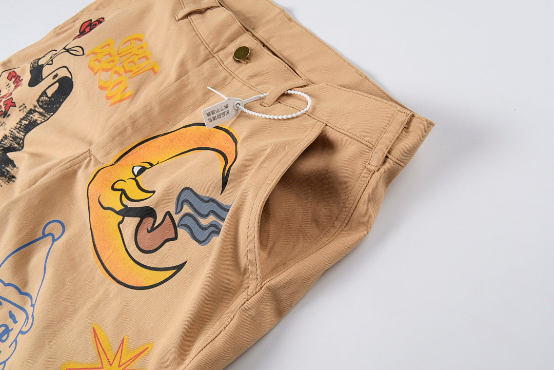 明星同款TUFF CROWD cargo pants 手绘图案运动休闲工装长裤明星同款TUFF CROWD cargo pants 手绘图案运动休闲工装长裤 - view 1
