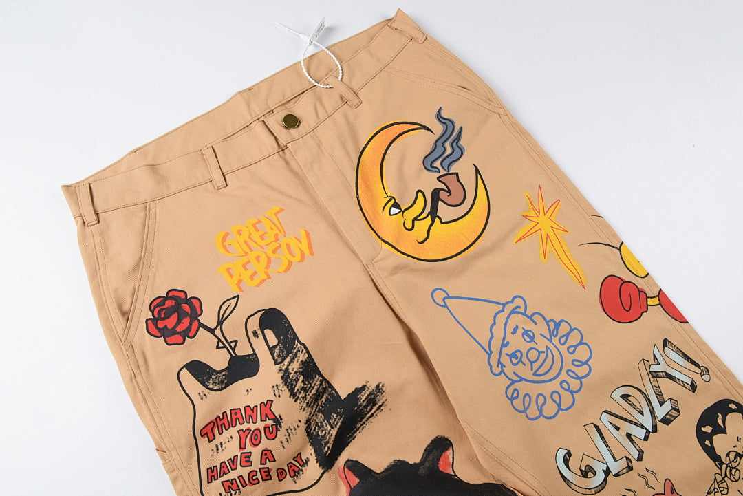 明星同款TUFF CROWD cargo pants 手绘图案运动休闲工装长裤明星同款TUFF CROWD cargo pants 手绘图案运动休闲工装长裤 - view 5