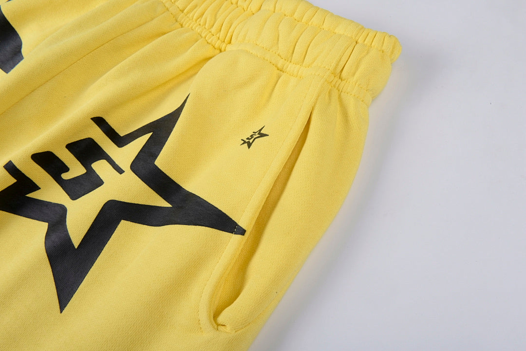 Sp5der YELLOW 5STAR ZIP HOODIE美式五角星logo纯棉长裤 - view 4