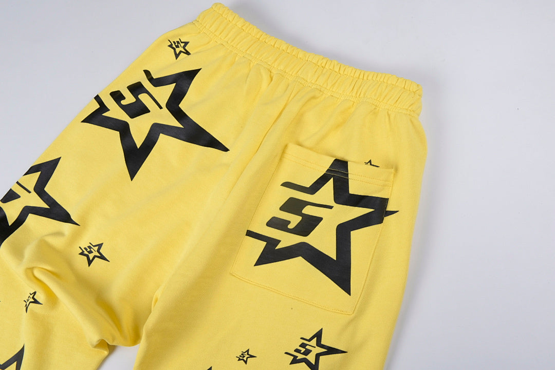 Sp5der YELLOW 5STAR ZIP HOODIE美式五角星logo纯棉长裤 - view 6