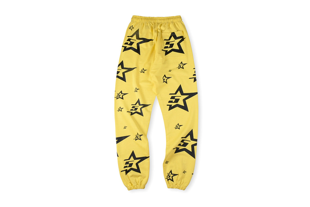 Sp5der YELLOW 5STAR ZIP HOODIE美式五角星logo纯棉长裤 - view 7
