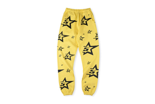 Sp5der YELLOW 5STAR ZIP HOODIE美式五角星logo纯棉长裤 - view 8