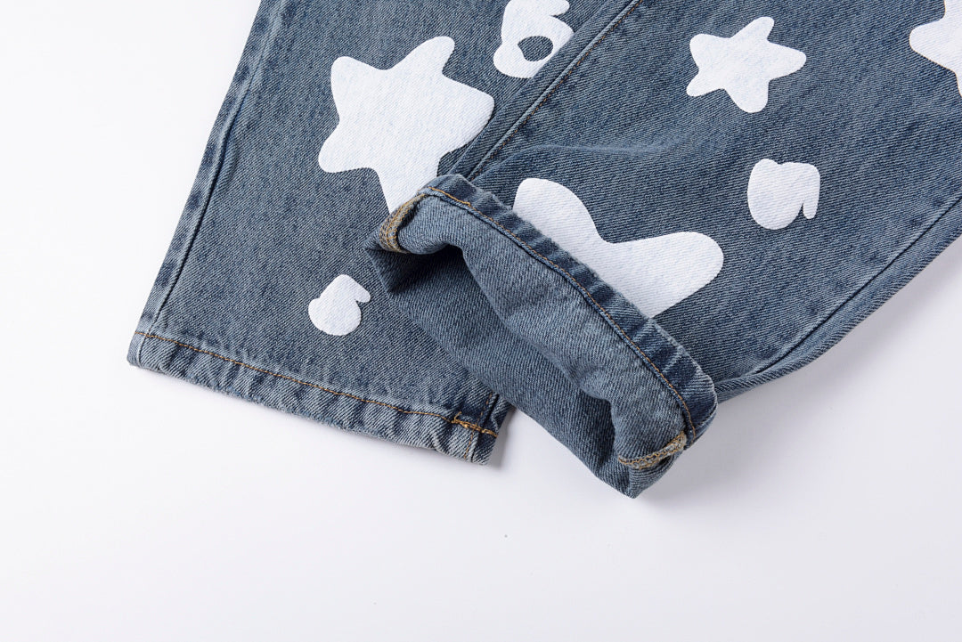 Sp5der 555555 5star Vintage Denim pants 男女休闲牛仔长裤 - view 4