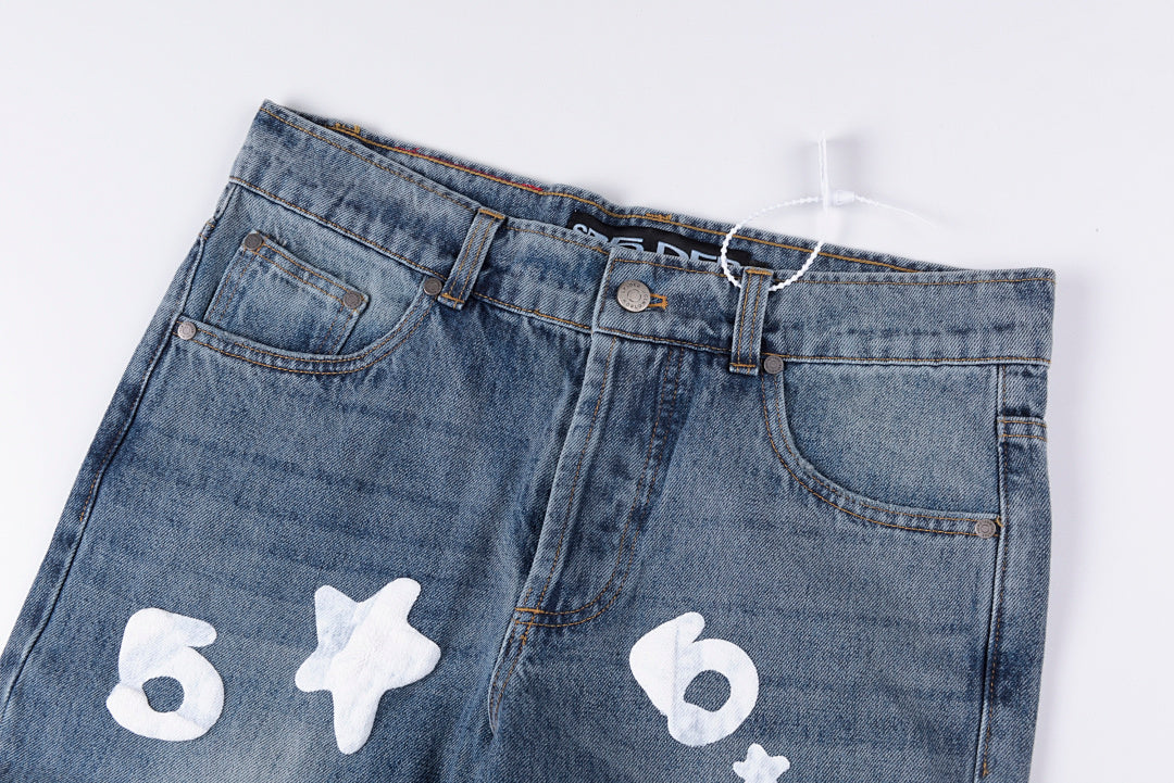 Sp5der 555555 5star Vintage Denim pants 男女休闲牛仔长裤 - view 8
