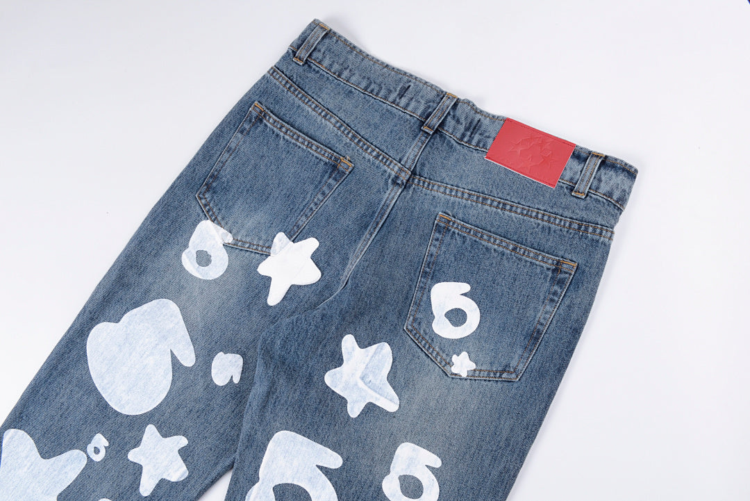 Sp5der 555555 5star Vintage Denim pants 男女休闲牛仔长裤 - view 11