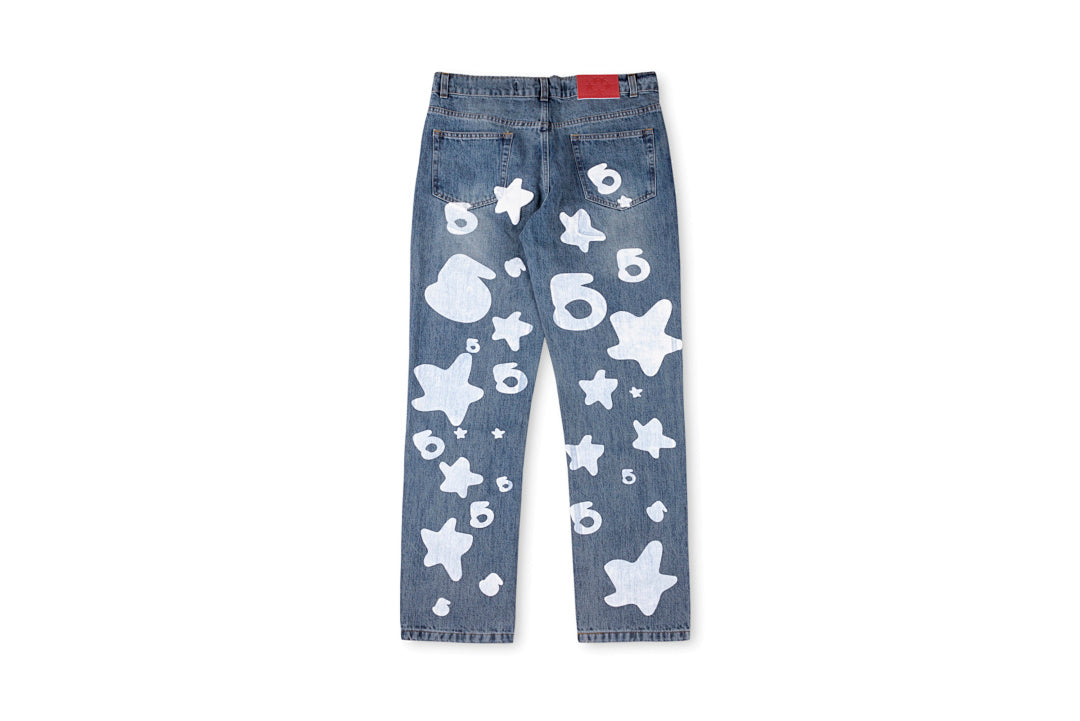 Sp5der 555555 5star Vintage Denim pants 男女休闲牛仔长裤 - view 12