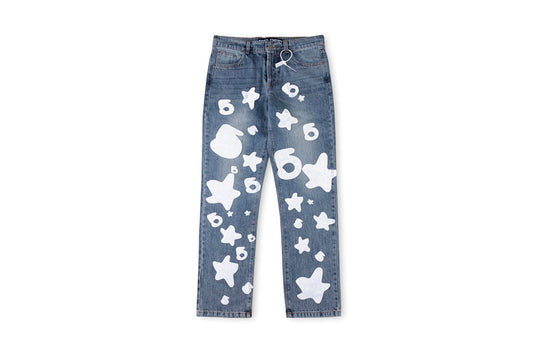 Sp5der 555555 5star Vintage Denim pants 男女休闲牛仔长裤 - view 13