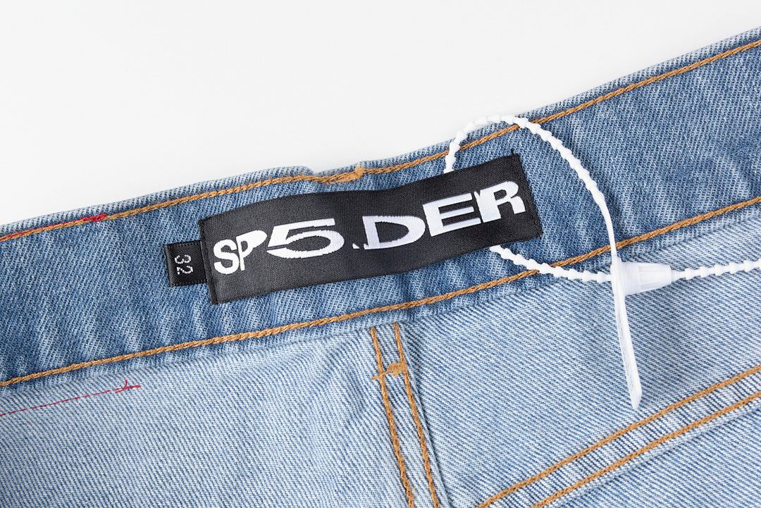 Sp5der 555555 demin jean jacket 印花牛仔长裤 - view 3