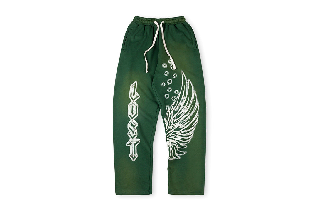 Lost intricacy Hoodies 镶钻洗水破洞休闲套装长裤 - view 12