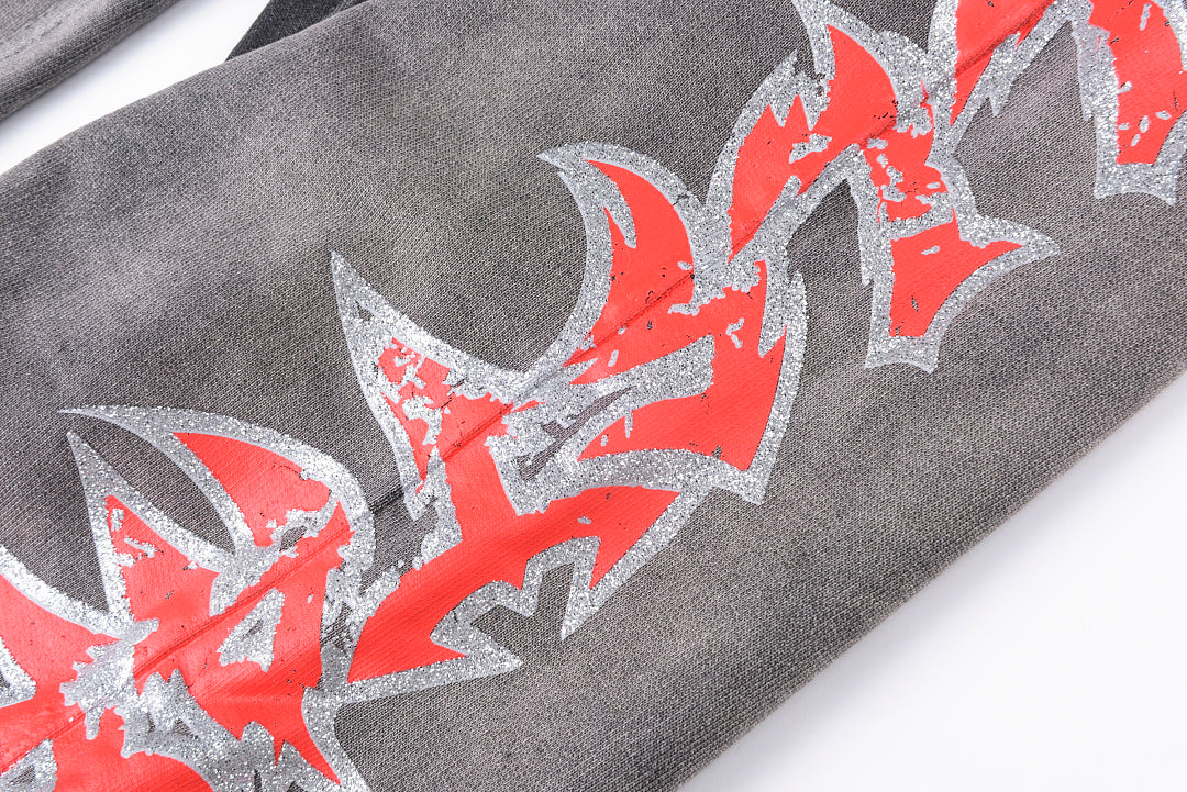 Hellstar Studios Glitter printing Hoodie 闪片印花洗水套装长裤 - view 5