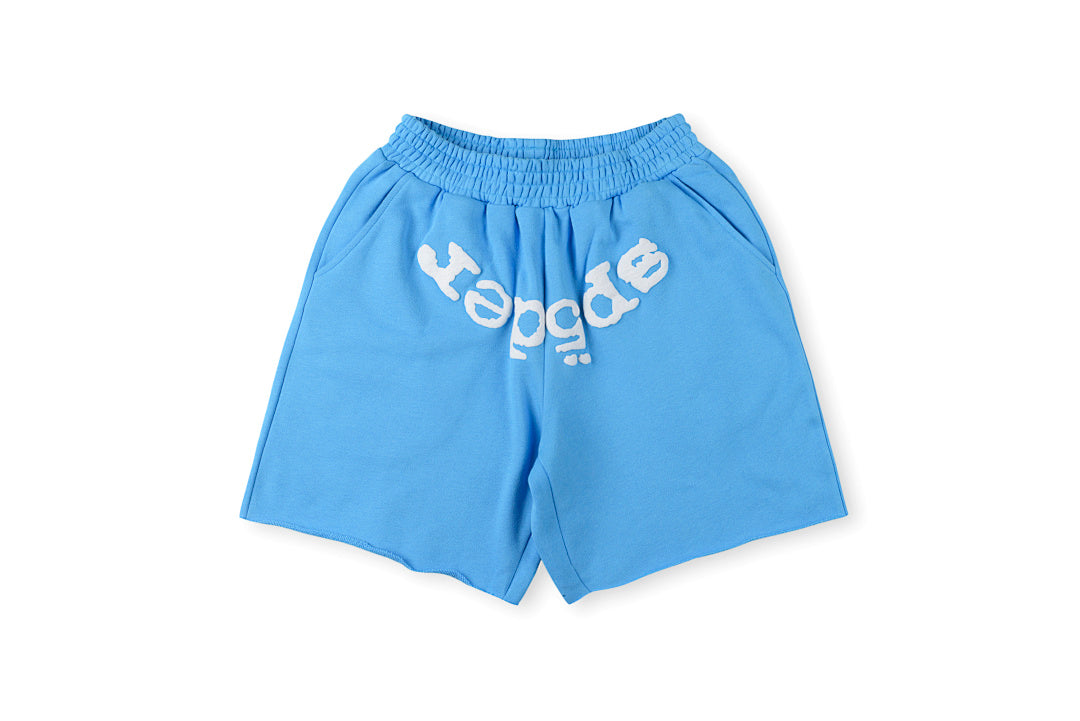 明星同款Sp5der 555555 Wed Hoodie Sky Blue浅蓝色短裤 - view 2