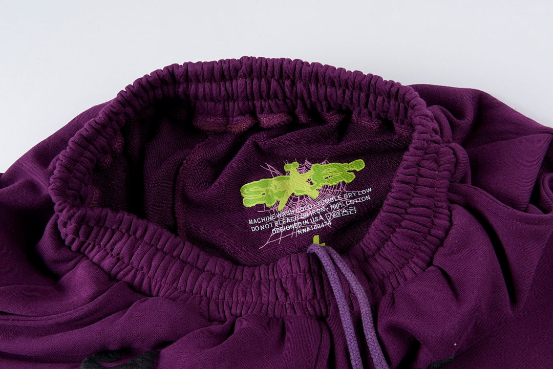 明星同款Sp5der 555555 Wed Hoodie Sky Blue浅蓝色短裤 - view 11