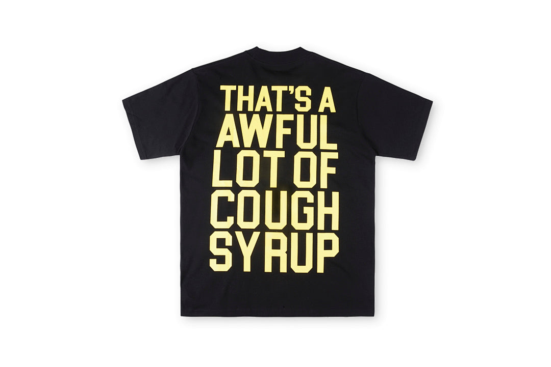 That's A Awful Lot of Cough Syrup字母印花休闲短T - view 1