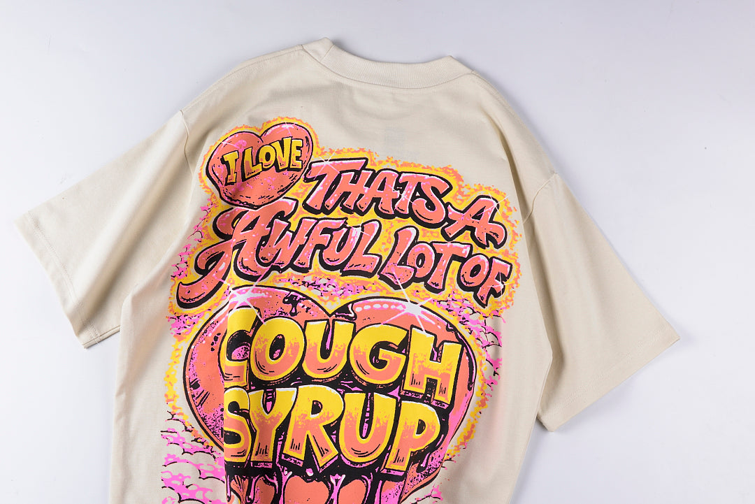 That's A Awful Lot of Cough Syrup 爱心印花纯棉休闲短T - view 11