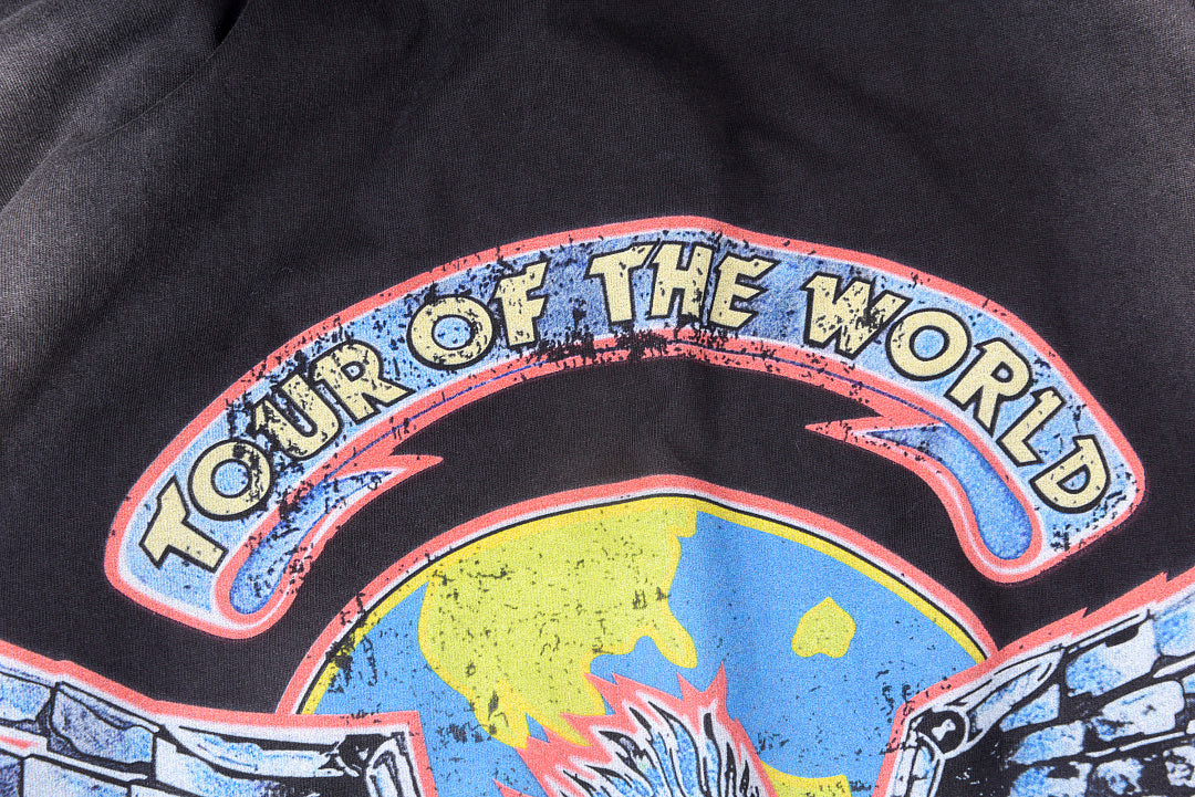 SAINT VANITY 1984 Tour of the world 雄鹰地球印花做旧短T - view 3