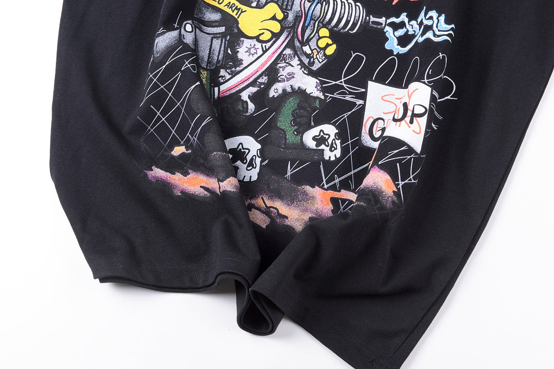 Glo Gang Boyz Worldwide Tee 卡通机枪太阳人像印花短T - view 5