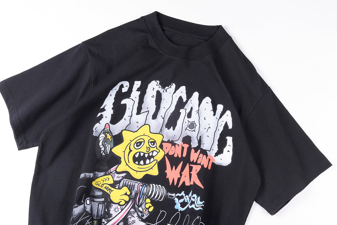 Glo Gang Boyz Worldwide Tee 卡通机枪太阳人像印花短T - view 6