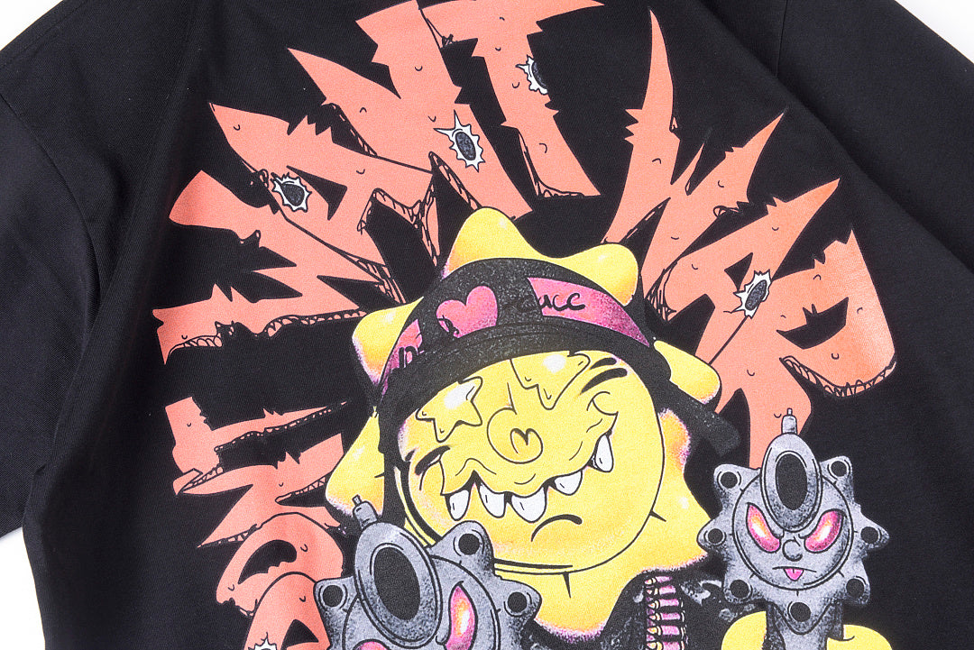 Glo Gang Boyz Worldwide Tee 卡通机枪太阳人像印花短T - view 7