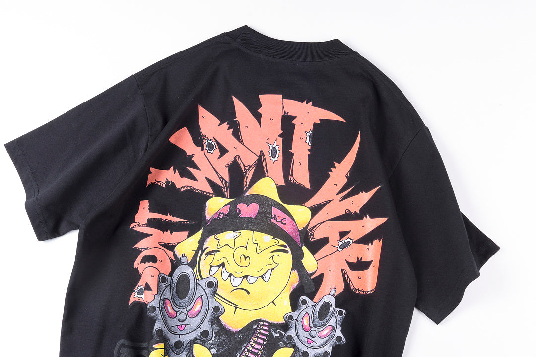 Glo Gang Boyz Worldwide Tee 卡通机枪太阳人像印花短T - view 10